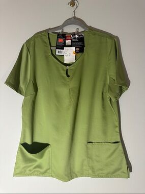 Dickies Olive Green Short-Sleeve Scrub Tunic, Key Hole